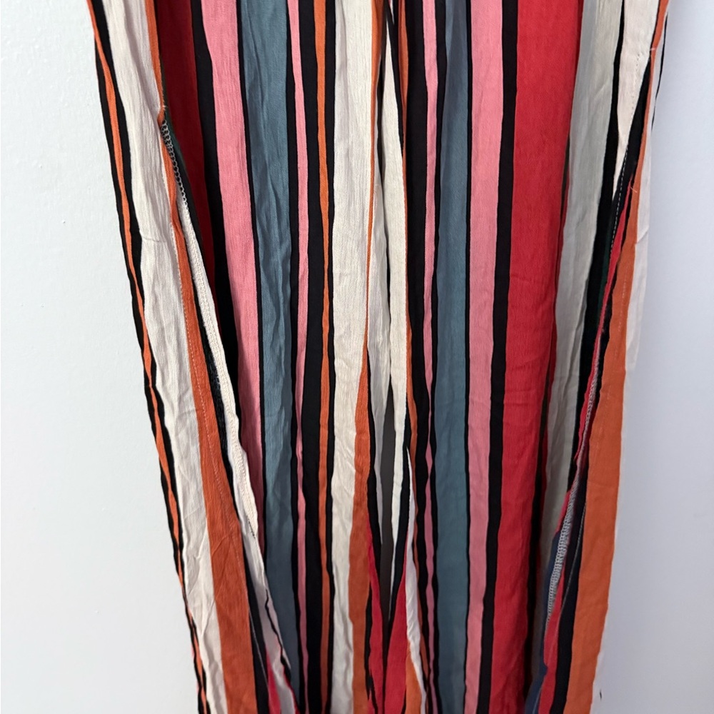 Olivaceous striped wide-leg pants flowy with high side slits - Picture 4 of 10